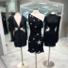 black bodycon sexy one shoulder style sequin style star above keen homecmong dress