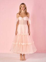 Katalina Dressystars A-Line Sexy Corset Ruffled Tulle Material Prom Dress