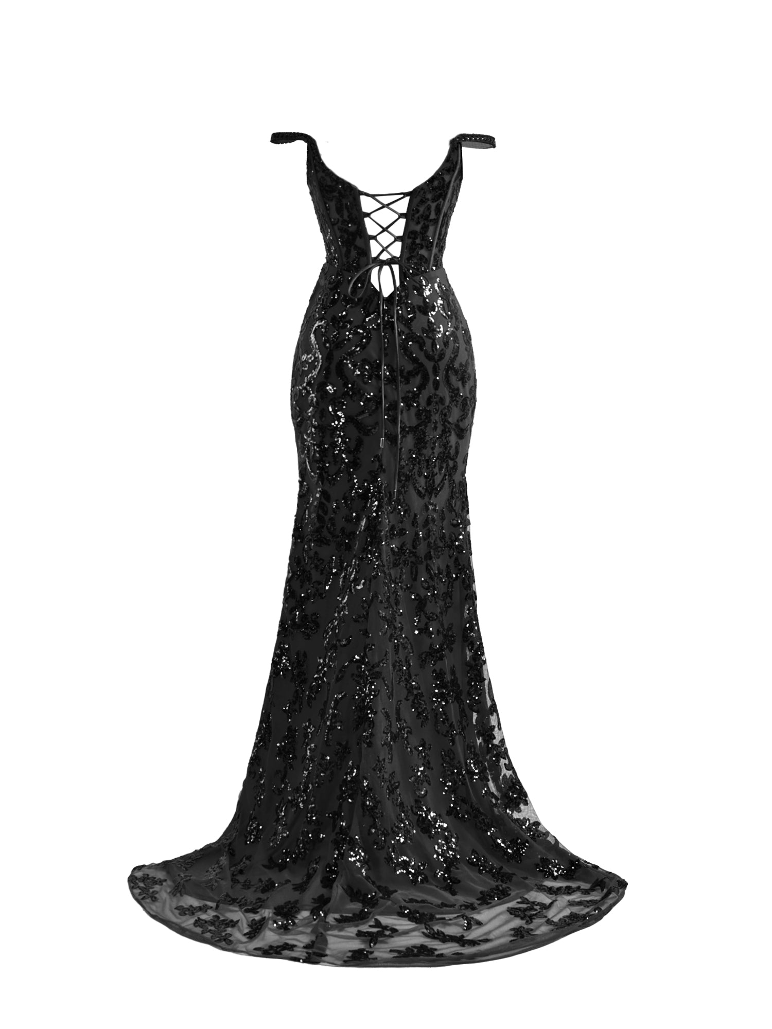 Erryn Dressystars  Glamorous Black Sheath Sequin Material  Long Elegant Prom Dress with Split Design