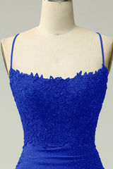 Glitter Royal Blue Beaded Long Mermaid Prom Dress with Appliques