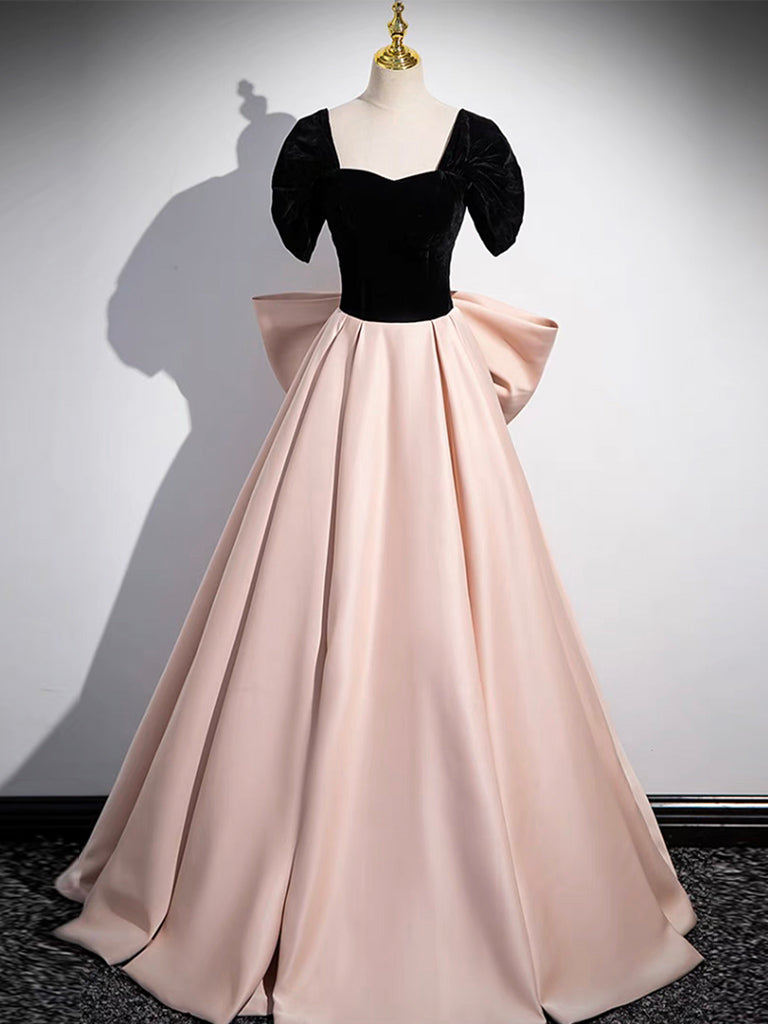 A-Line Off-Shoulder Satin Champagne Long Prom Dress Champagne Long Formal Dress