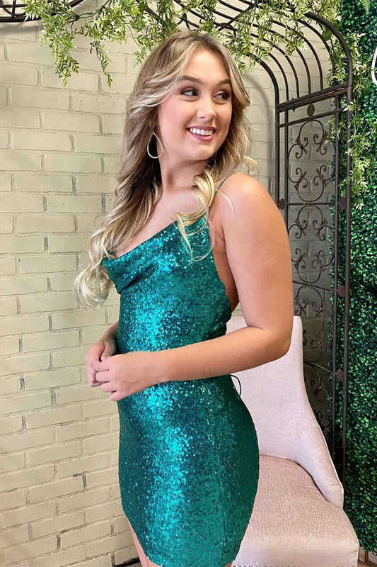 crew neck emerald green sequin styles short homecoming dress