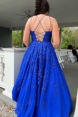 A-Line Spaghetti Straps Long Prom Dress