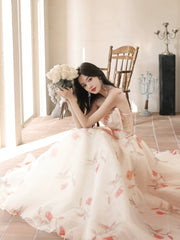 A-Line Champagne Long Prom Dress Champagne Long Formal Dress