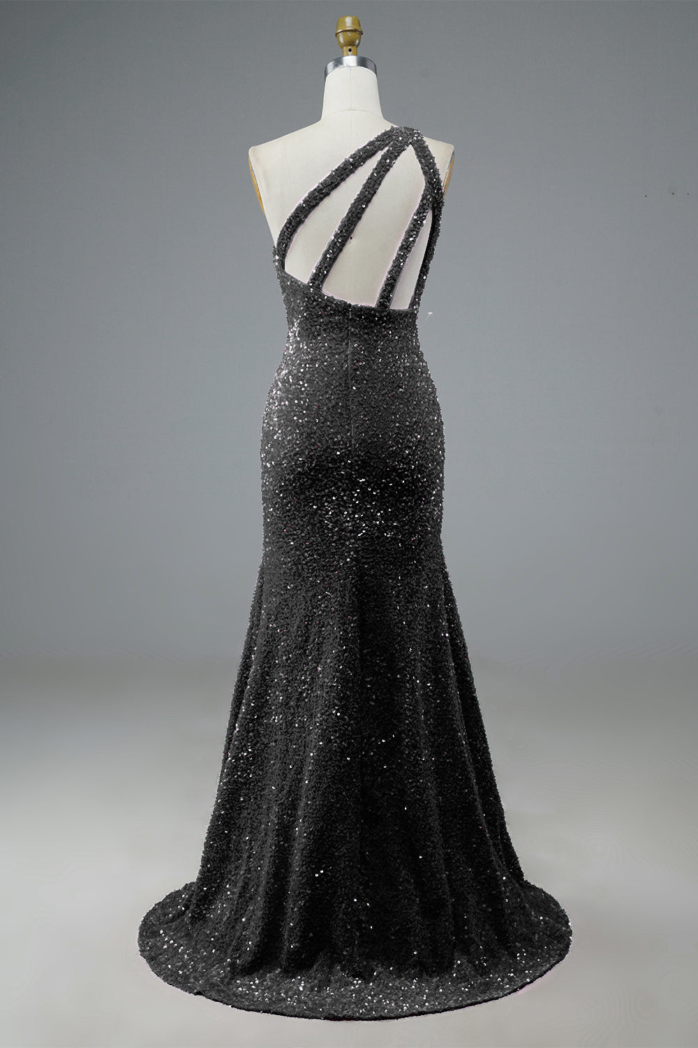 Glitter Black Sequins Long Prom Dress with Slit