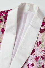 Sparkly Pink Sequins Shawl Lapel Men's Blazer