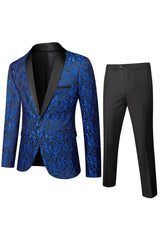 Timeless Black Jacquard Shawl Lapel Men's 2-Piece Suit