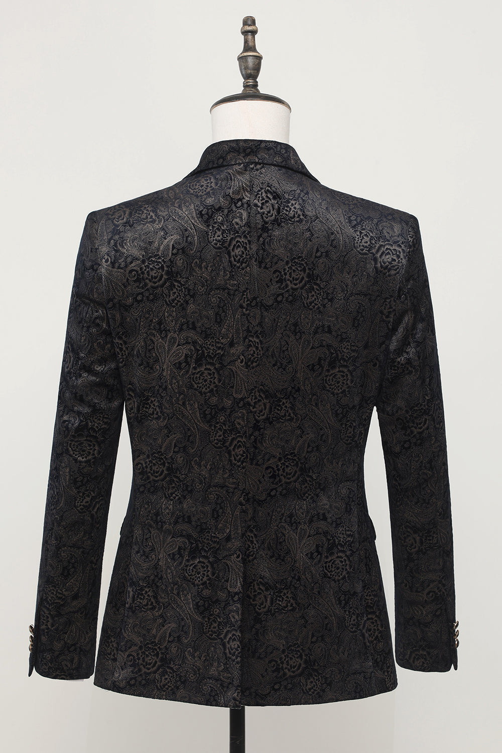 Timeless Jacquard Satin Notched Lapel Men's Black Blazer