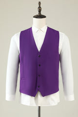 Stylish Purple Double-Breasted 3-Piece Prom Homecoming Suit