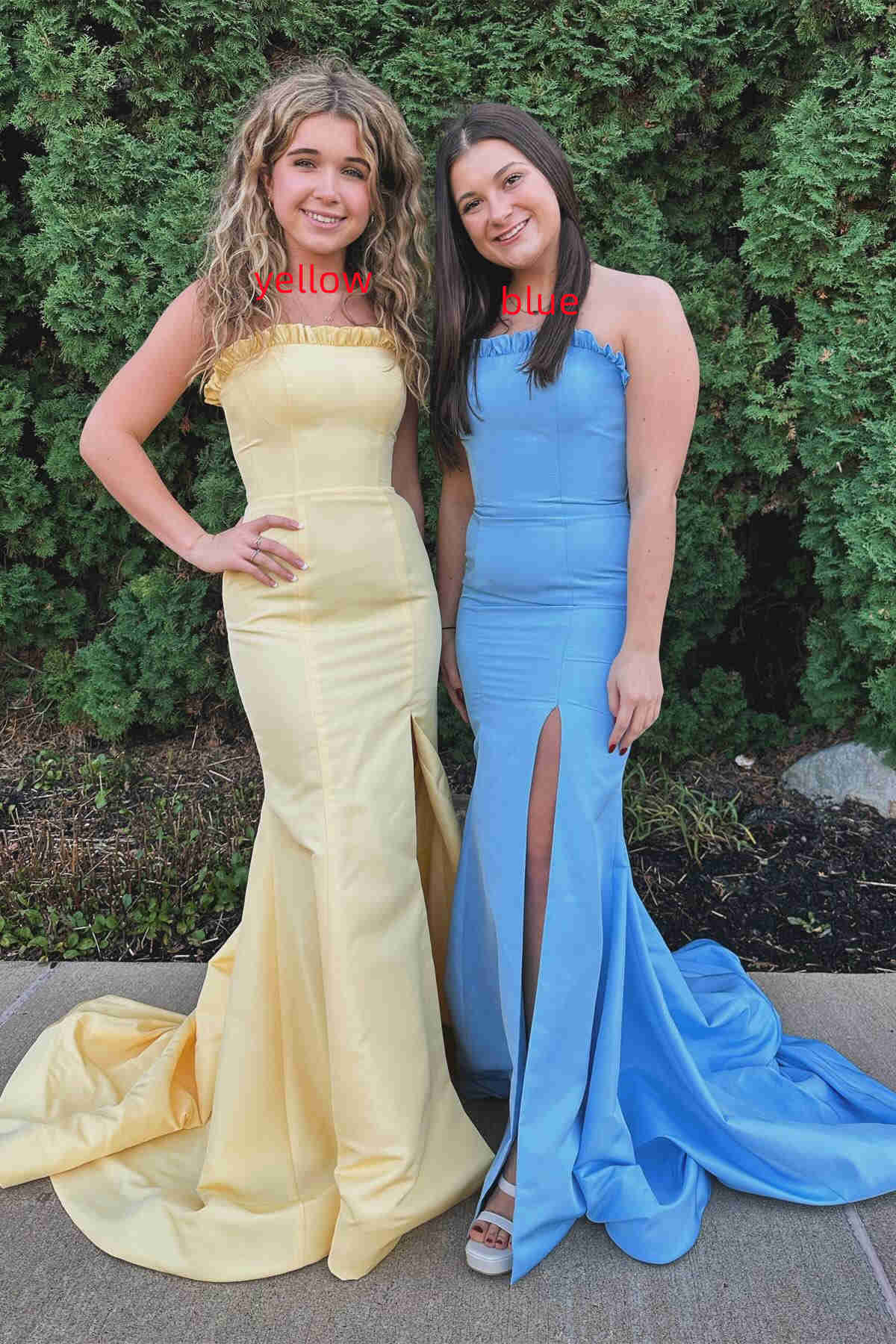 Denver Dressystars  Strapless Maganta Ruffle Mermaid Split Design Long Prom Dress