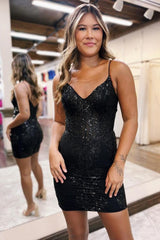 glitter sparkly bodycon zipper back shoulder straps short homecoming dress