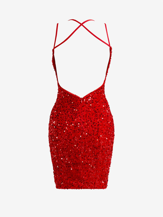 heidi pretty red sheath sequin styles homecoming dress with slit