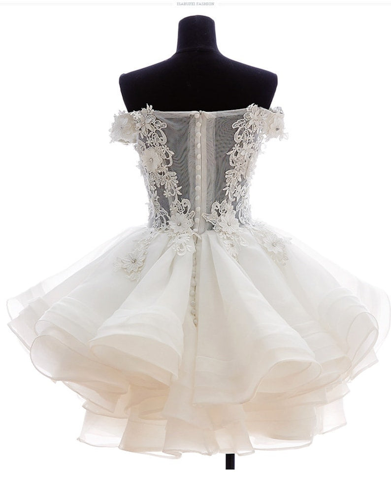 A-Line Lace Organza Appliqued Off-the Shoulder Prom Dress