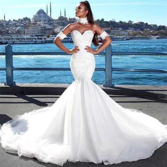 Ivory Mermaid Wedding Dress Sweetheart Bridal Dress