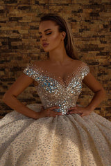 Off The Shoulder Ball Gown Sequined Wedding Dress