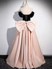 A-Line Off-Shoulder Satin Champagne Long Prom Dress Champagne Long Formal Dress