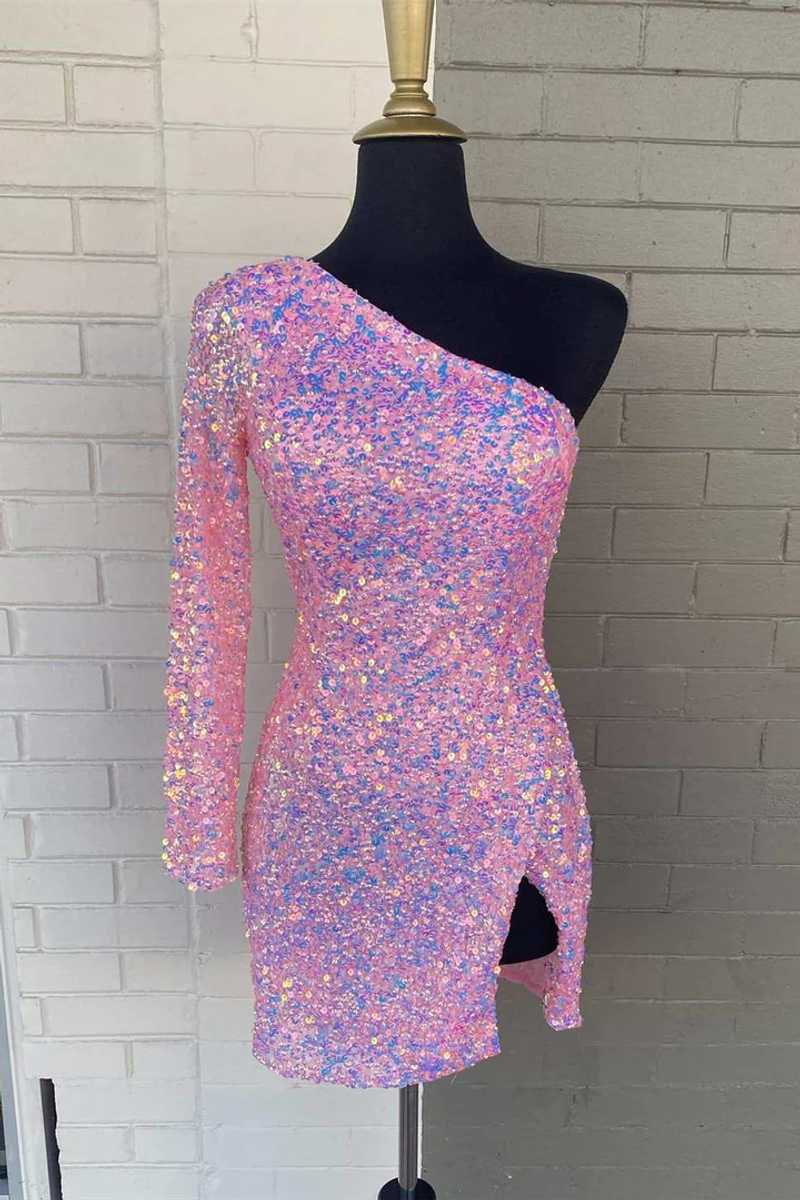 gwendolyn pretty bodycon one shoulder sequin styles homecoming dress