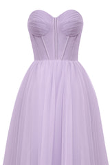 Lightweight Strapless Puffy Midi Tulle Material Dress