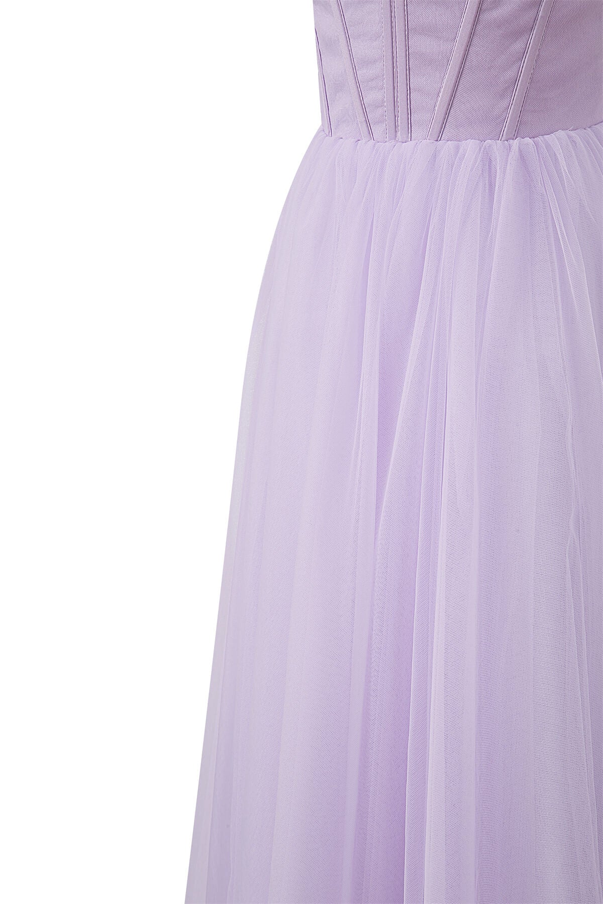 Lightweight Strapless Puffy Midi Tulle Material Dress