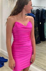 boydcon heart shaped fuchsia short homecoming dress with ruched