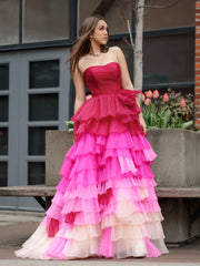 Xiomara Dressystars  Chic Sweetheart Collar Pleated Bodice Long Elegant Prom Dress with Ruffles