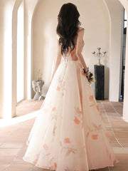 A-Line Champagne Long Prom Dress Champagne Long Formal Dress